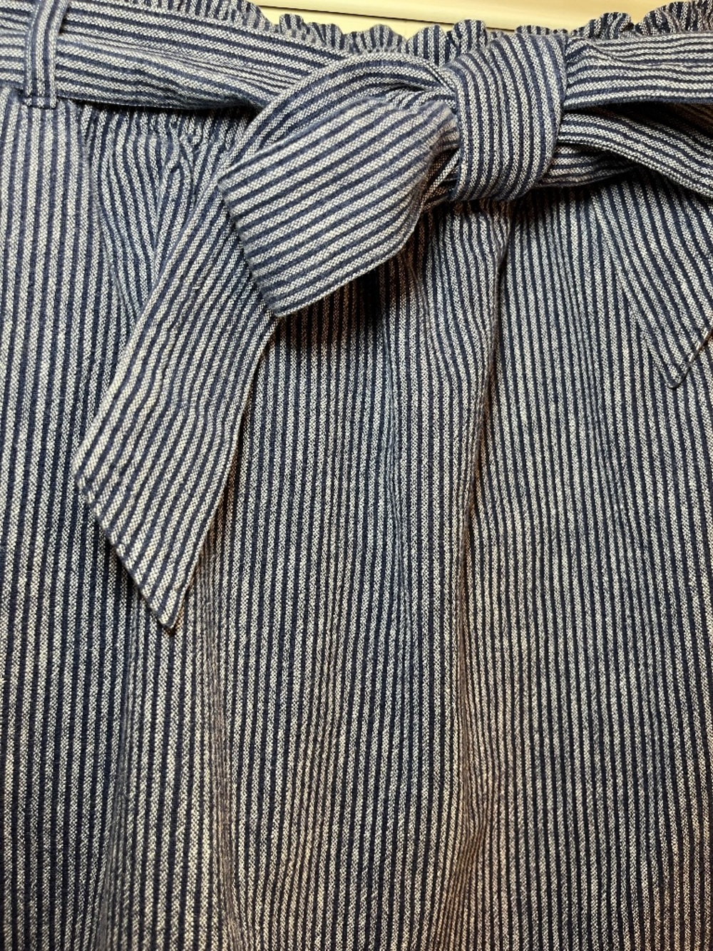 J. Crew Factory Linen and Cotton Blue Gray Striped A-Line Mini Skirt Size M - Picture 3 of 8